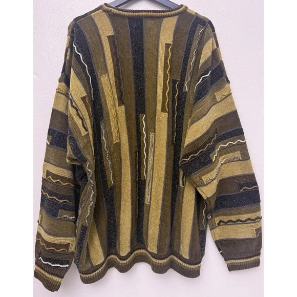 Vintage 90's Men's J. Simon 3XL Coogie Style Earth tone Sweater - Picture 2 of 7